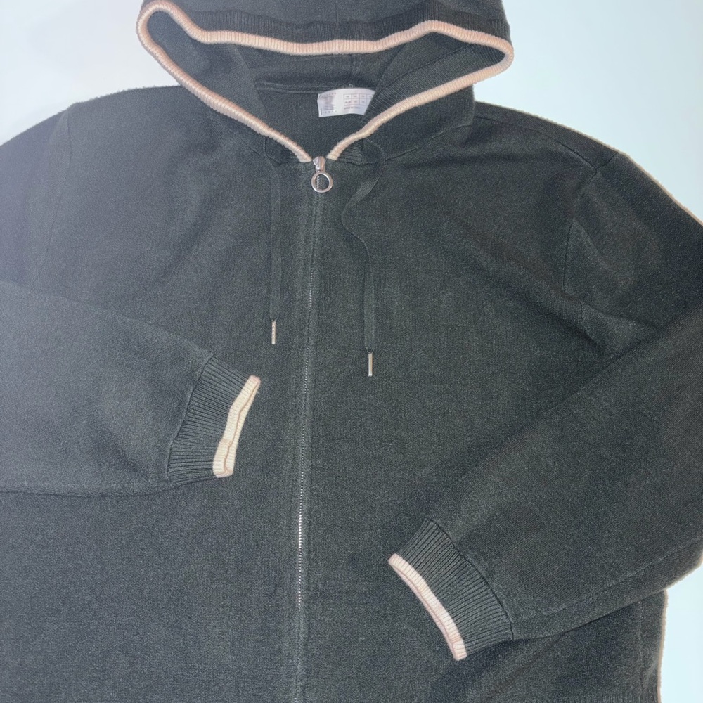 Savage X Fenty Black Zip-Up Sweater with Tan Trim